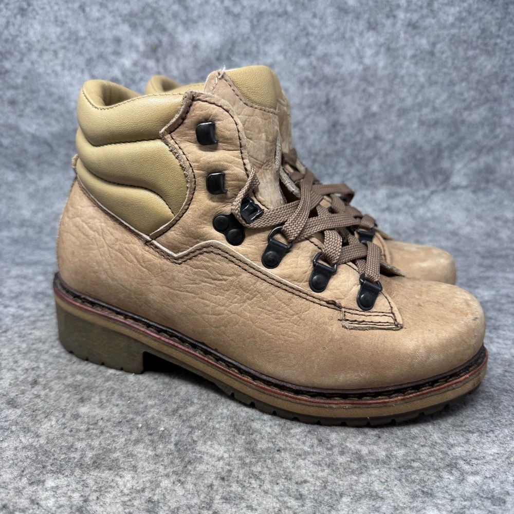 Lowa Germany Mountaineer Boots Womens Sz 36/US 5.5 Hiking Vibram Brown Leather